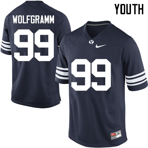 Youth #99 Solomone Wolfgramm BYU Cougars College Football Jerseys Sale-Navy - Click Image to Close